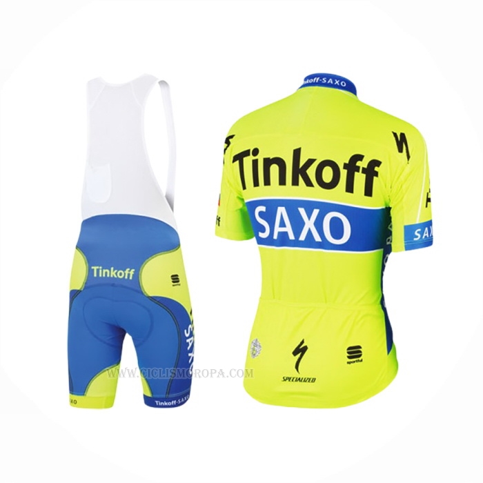 2016 Ropa Ciclismo Tinkoff Saxo Bank Amarillo Azul Mangas Corta y Culotte Corto